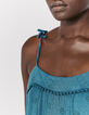 Vestido esmeralda tirantes bordados mujer-4