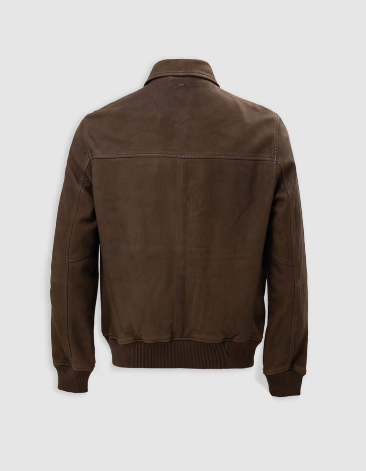 Blouson aviateur bronze en cuir Homme-5