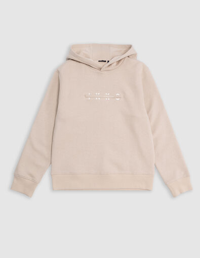 Sweat beige &agrave; capuche messages emboss&eacute;s gar&ccedil;on - IKKS