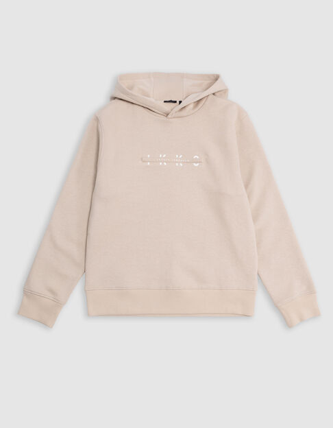 Sweat beige &agrave; capuche messages emboss&eacute;s gar&ccedil;on - IKKS