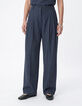 Pantalon large pliss&eacute; bleu gris Femme-2