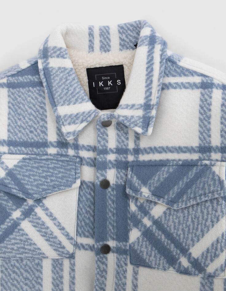 Blau karierte Wolljacke für Jungen mit Futter-2 Blau karierte Wolljacke für Jungen mit Futter-2