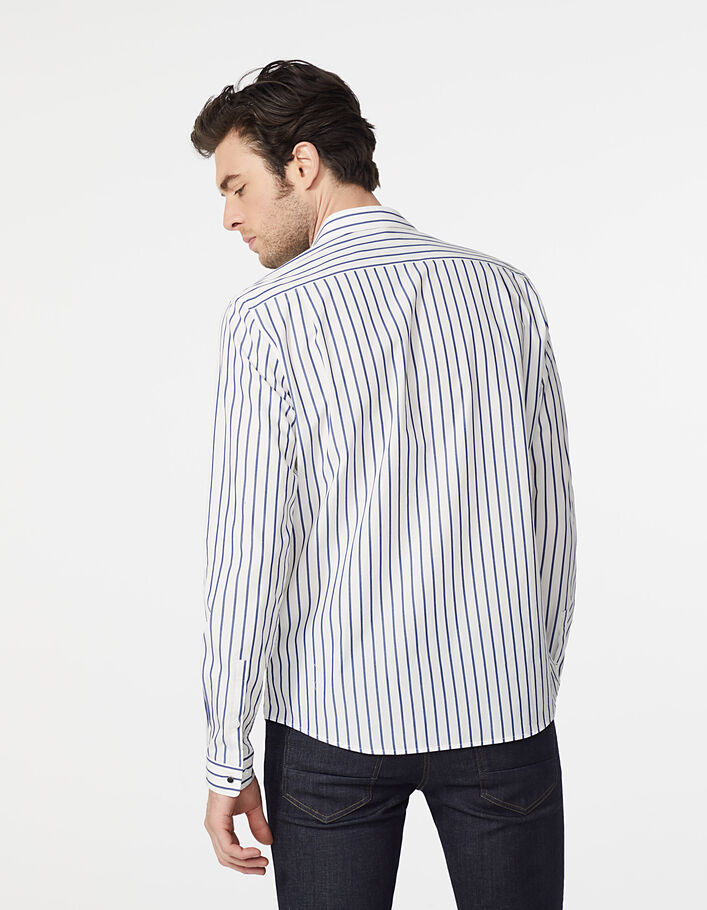 Men’s off-white with blue stripes REGULAR shirt - IKKS