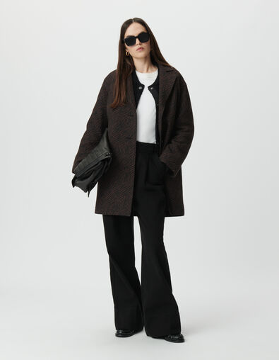 Manteau oversize marron motif zèbre Femme - IKKS