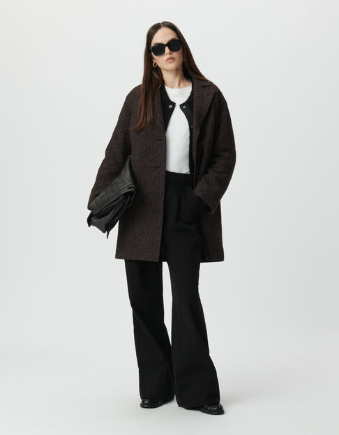 Manteau oversize marron motif zèbre Femme - IKKS