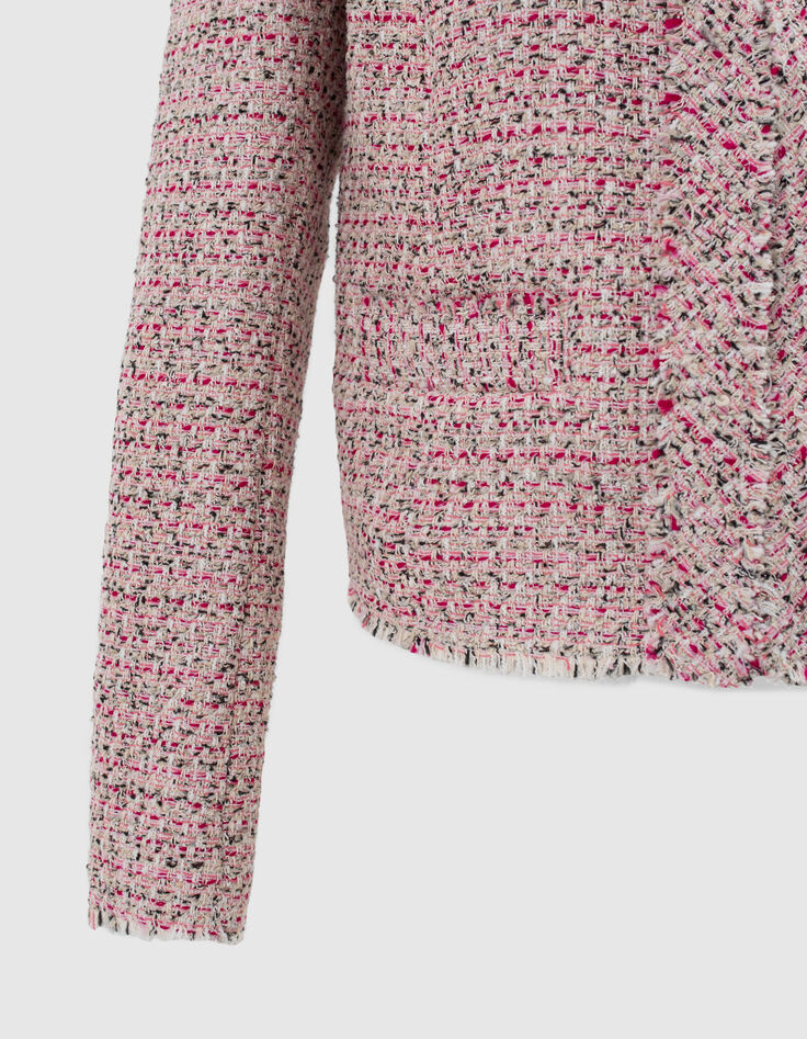 Chaqueta cuadrada tweed fantasía rosa mujer-10