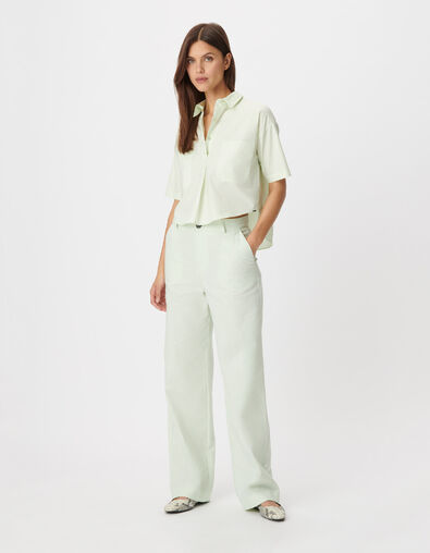 Pantalon de tailleur vert mix lin coton Femme - IKKS