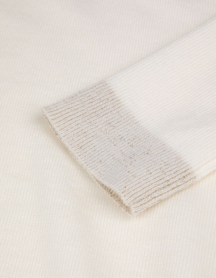 Pull encolure V blanc 100% laine Femme-7
