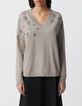 Sesam-Strickpullover Leopardenmuster Mikro-Nieten Damen-2