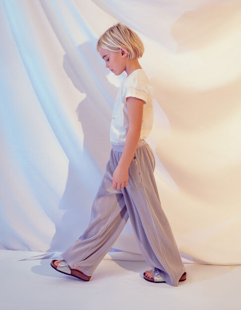Girls’ silvery pleated wide-leg trousers - IKKS
