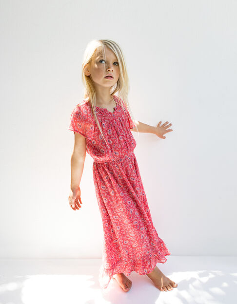 Girls' red paisley print Lenzing™ Ecovero™ viscose long dress