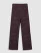 Pantalon large bordeaux motifs brod&eacute;s crochet Femme-7