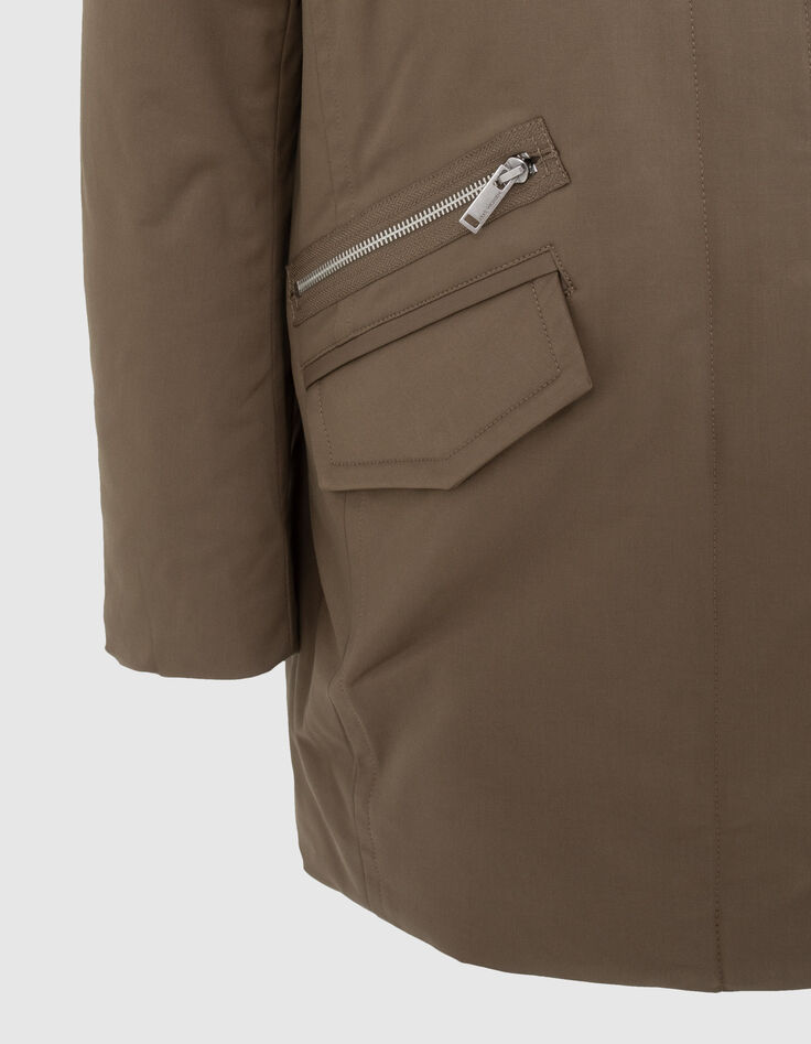 Parka capuche amovible coloris kaki avec écusson chevrons tête de mort femme-4