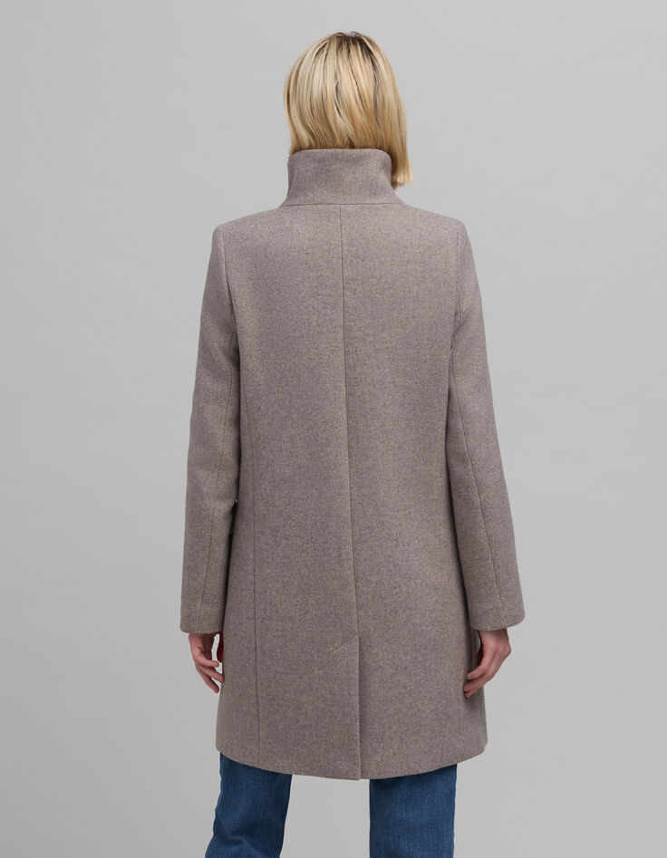 Abrigo s&eacute;samo asim&eacute;trica abotonada para mujer-3