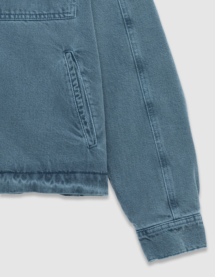 Mujer Chaqueta vaquera oversize azul con forro acolchado-9