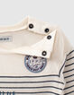 Camiseta blanco roto rayas y marcas bebé niño-6