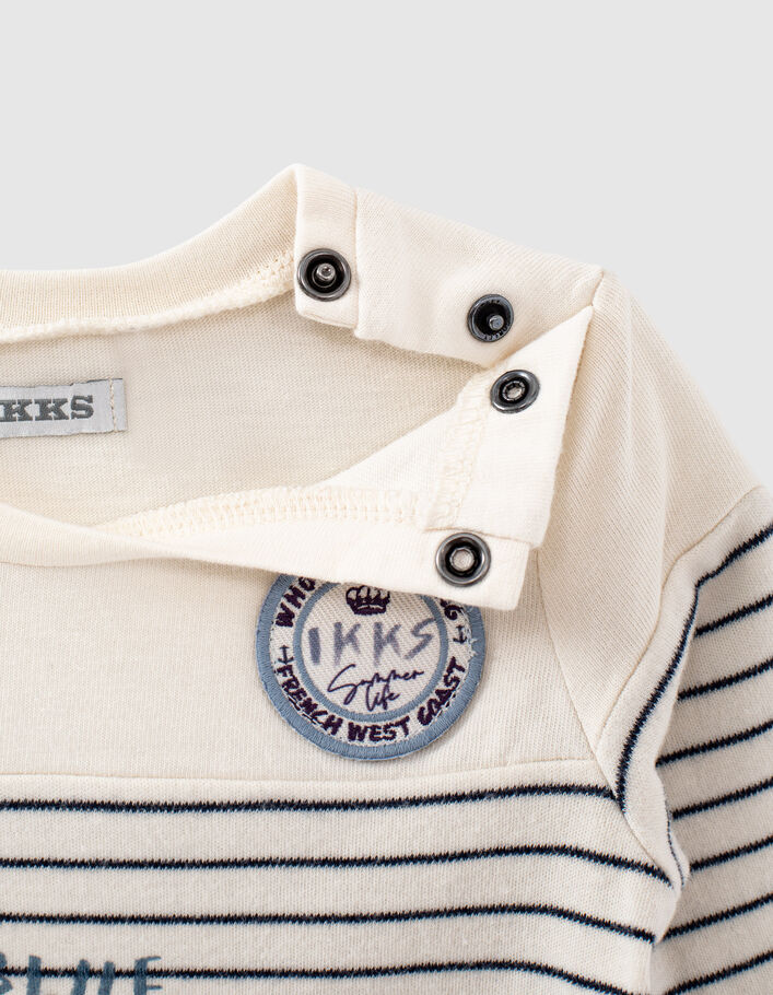 Camiseta blanco roto rayas y marcas bebé niño - IKKS