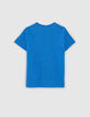 Camiseta azul medio orgánico calavera vegetal niño -3