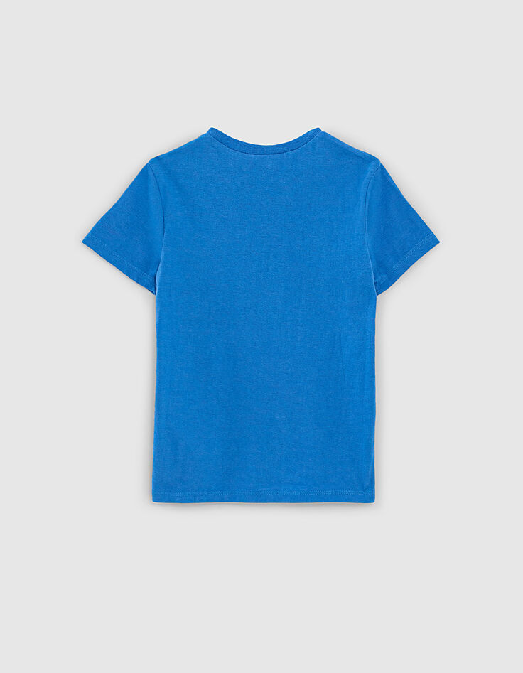 Camiseta azul medio orgánico calavera vegetal niño -3