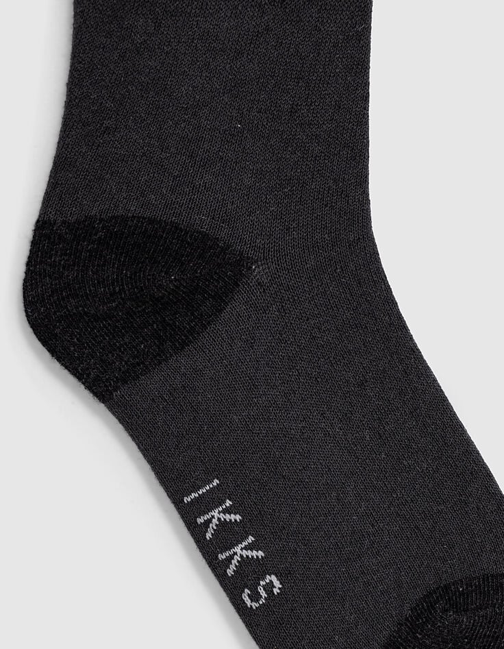 Collants gris chiné anthracite en tricot motifs éclairs fille-4
