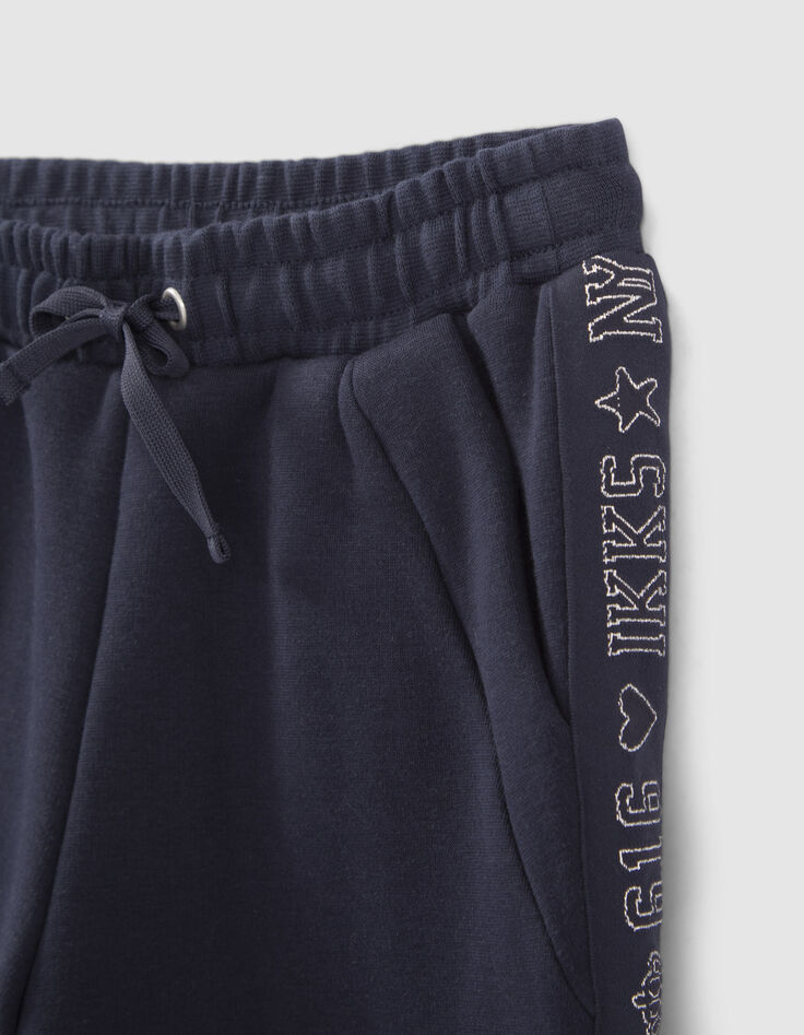 Jogging marine bandes lurex c&ocirc;t&eacute;s fille-6