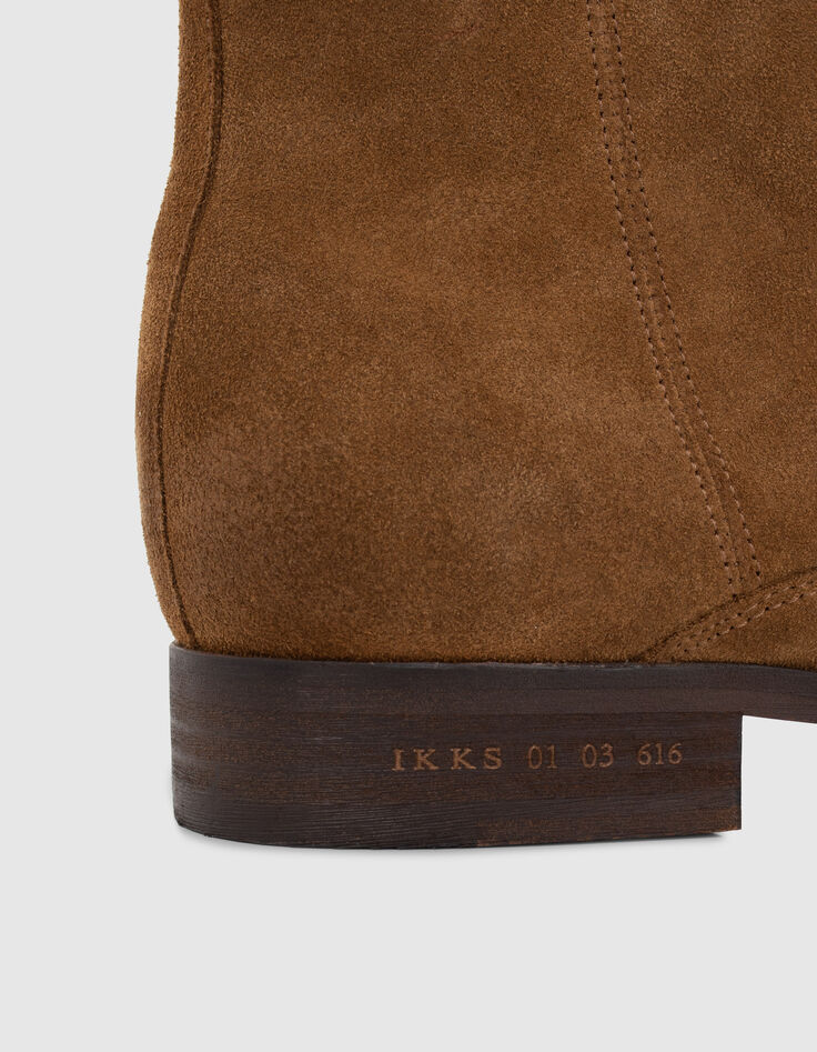 Boots marron en cuir velours zippées Homme-5