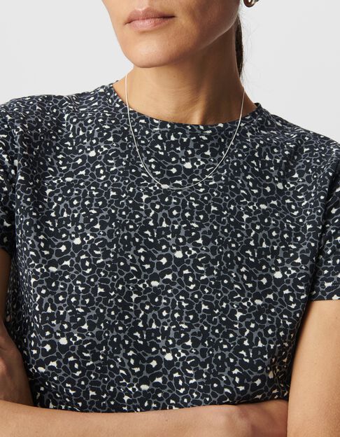 Camiseta cuello redondo gris leopardo - IKKS