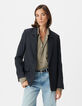 Veste de tailleur marine motif rayures tennis Femme-1