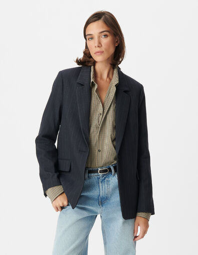 Veste de tailleur marine motif rayures tennis Femme - IKKS