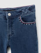 Girls' blue Waterless mom jeans, Ateba bracelet embroidery-2