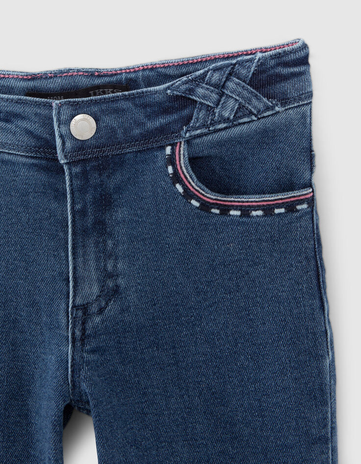 Girls' blue Waterless mom jeans, Ateba bracelet embroidery-2