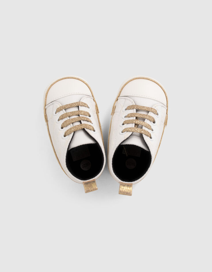 Ecru sneakers met goudkleurige veters babymeisjes-7