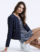 Blouson en cuir de chèvre marine et studs femme-1