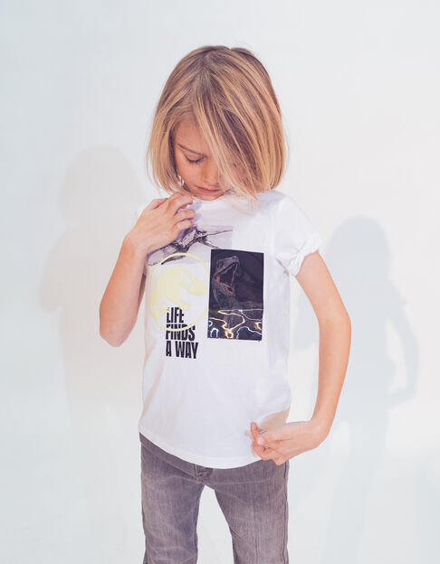 Wit T-shirt lenticulaire opdruk JURASSIC WORLD jongens - IKKS