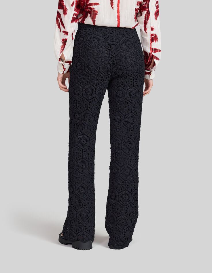 Women’s black crochet wide-leg trousers-3