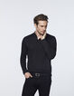 Men's black Interlock long sleeve polo shirt-2