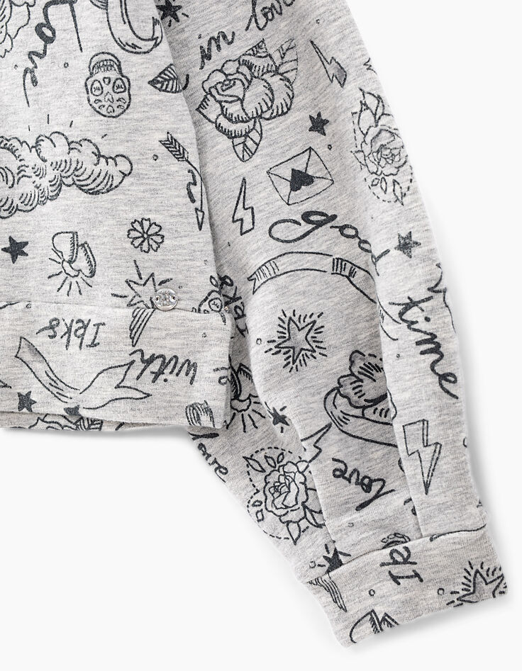 Girls’ medium grey marl rock drawing sweatshirt-5