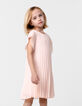 Robe rose plissée décor clous fille-1