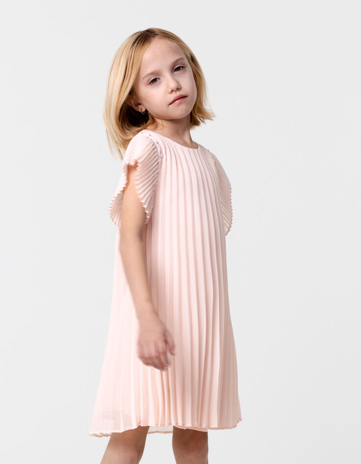 Robe rose plissée décor clous fille-1