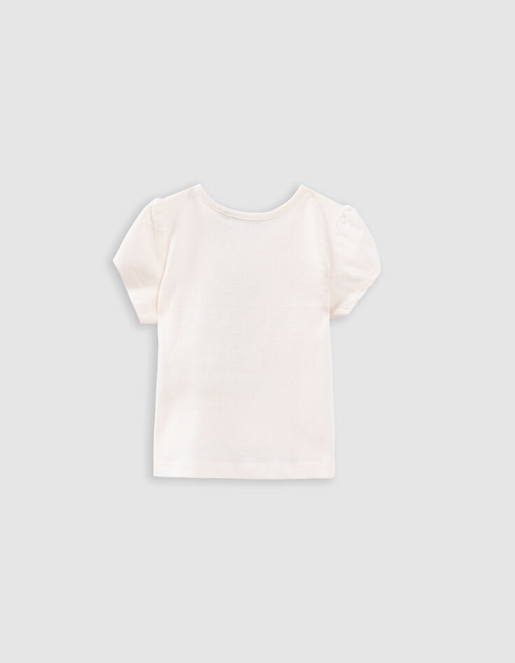 Ecru T-shirt biokatoen glitterpoes-zeemeermin babymeisjes-3