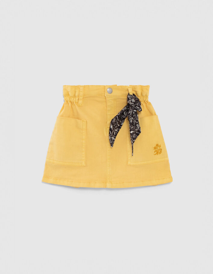 Jupe en jean jaune foulard imprimé jungle rock fille - IKKS