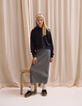Girls’ grey velvet knit hoodie-4 Girls’ grey velvet knit hoodie-4