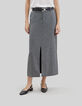 Pure Edition-Lange zwarte faux-uni rok Dames-4