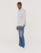 Chemise SLIM marine tissu Liberty imprimé fleurs rayées Homme-6