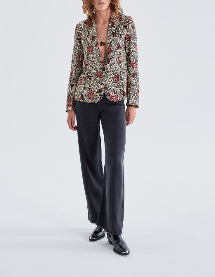 Cremeweißer Recycling-Damenblazer mit Leo-Paisleyprint-7