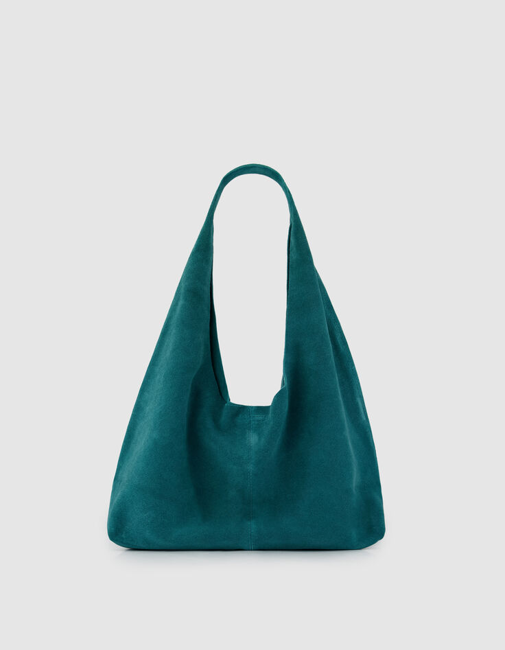 Hobo Tasche gr&uuml;n weiches Samt Leder Damen-3