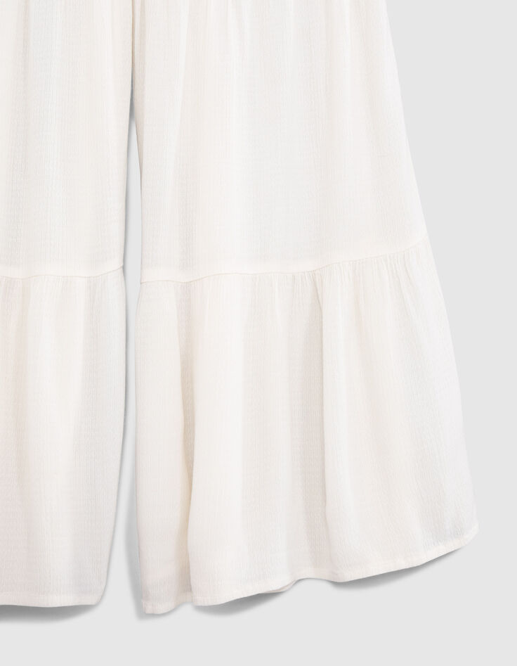 Cremewei&szlig;e, weite M&auml;dchenhose aus LENZING&trade; ECOVERO&trade;-4
