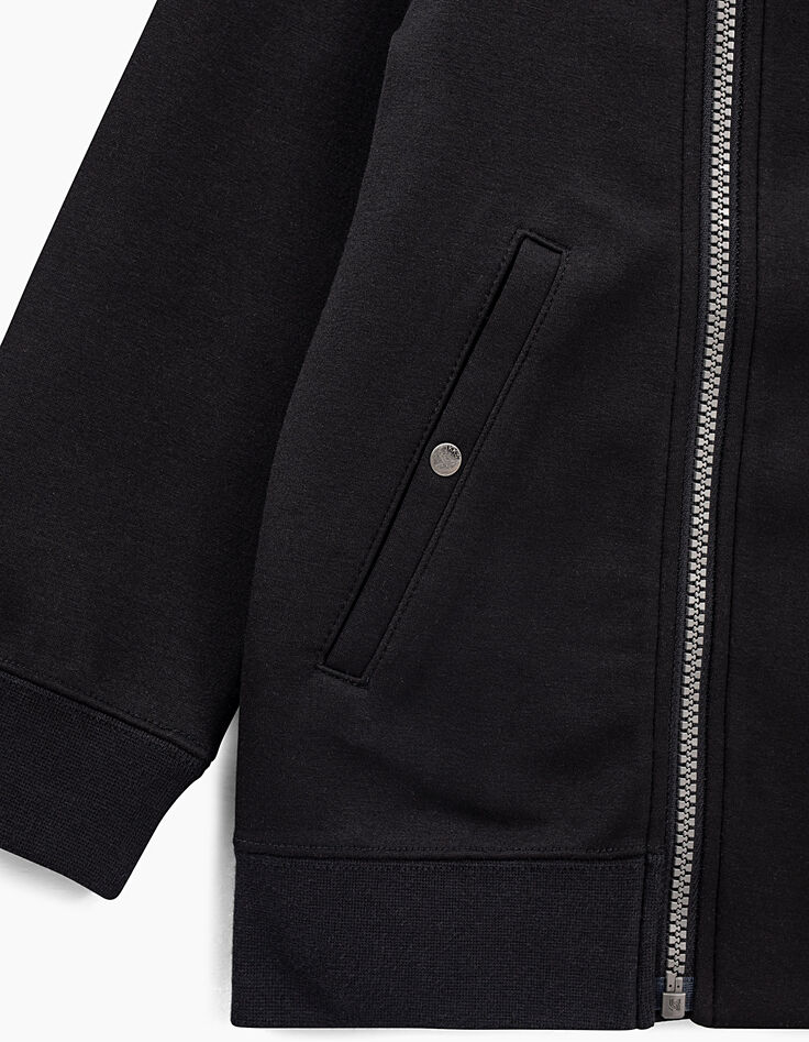 Boys' black biker-style cardigan with sienna backing-5 Boys' black biker-style cardigan with sienna backing-5
