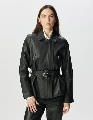 Zwart oversized jack in generfd leer bikerstijl Dames - IKKS