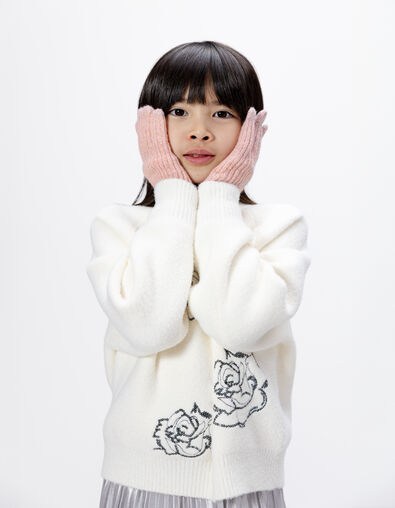Girls’ pink glittery knit gloves with turn-ups - IKKS